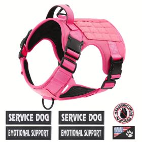 Tactical Pet Chest Service Dog Harness Vest Adjustable Reflective Dog Harness Metal Buckle Hiking Training (Option: Pink-S)