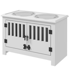 Dog Food Storage Cabinet with Bowls & Dog Feeding Station, White (Option: White-680x460x160 mm)